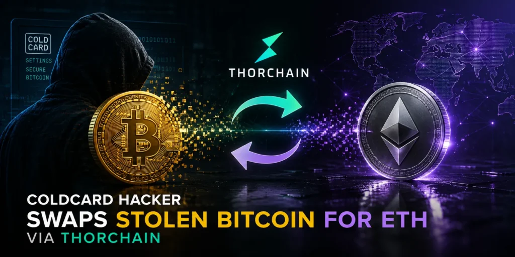 Coldcard hacker swaps stolen Bitcoin for Ethereum through THORChain